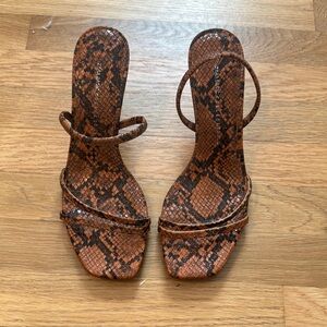 Zara Black and Brown Heels with Snakeskin Pattern